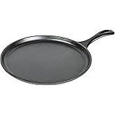 Lodge Pre-Seasoned Cast Iron Pancake Pan Crepe Pan for Indoor and Outdoor Use. Induction Frying Pan. Oven, Grill and Metal Ut