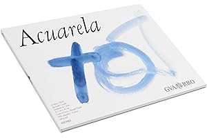 Canson Guarro Acuarela, Papel de acuarela, Áspero, 240gsm, Encolados por el lado largo, 32,5x46cm, Extra Blanco, 20 Hojas