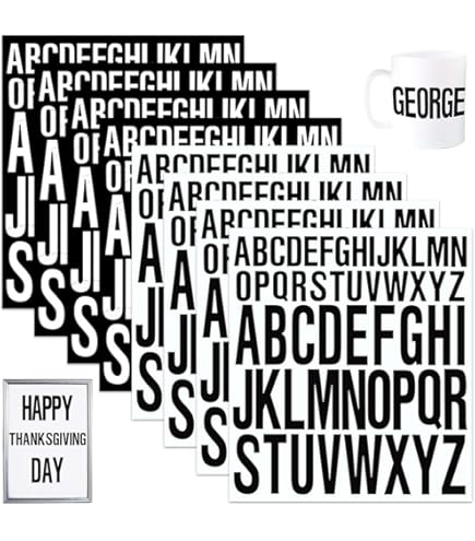 Adesivi Lettere Alfabeto LIMITADA - 10 Fogli Nero - Lettere Grandi E Piccole Per Decorazioni