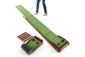 LIFEZEAL Tappetino Golf Allenamento con Buche per Interni, Tappeto Portatile con Ritorno Automatico, Base per Golf, Pad con 3 Panlline per Golf, Tappetino di Appoggio per Esterni (3 buche)