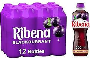 Ribena Blackcurrant Juice Drink 500ml - Multipack of 12 | Real Fruit | Rich In Vitamin C | No Artificial Colours or flavous | Fruity Refreshment | Ready To Drink | 100% Recycled