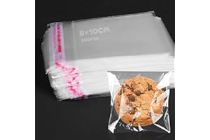 GUOSIYAO Sachet Plastique Transparent 300Pcs Sachet Bonbon 8x8+2cm Cellophane Transparent Auto-Adhésive Pochon Plastique OPP Pour Flyers Party Wedding Gift Bags Artisanat d'épingles à cheveux