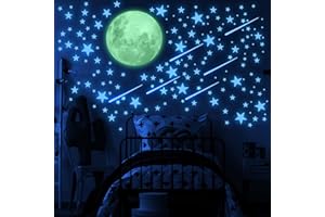 LIDERSTAR Glow in The Dark Stars and Moon for Ceiling, Luminous Stars and Moon Wall Decal, for Child's Rooms Wall Decor,Sticky Fluorescence Stars,Gift for boy and Girl Include Affirmation Card