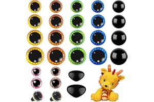 HAVACUE ㅤ HavaCue 102 Pièces 10-19mm Yeux de Securite Amigurumi, Multicolore avec Nez de Sécurité Yeux Amigurumi, avec Rondelle Yeux de Sécurité Amigurumi, Crochet Animal en Peluche Poupée Plastique Yeux