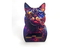 Porta Occhiali Da Tavolo,Guador Dazzle Animale Supporto Per Occhiali Da Vista Portaocchiali Per Occhiali In Legno Espositore Vetrina Home Office Desk Decor Organizzatore Di Occhiali Da Sole (gattino)