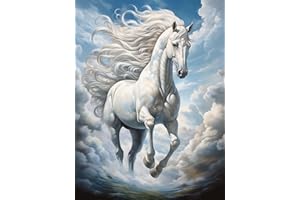 Reofrey DIY 5D Diamond Painting Cheval Full Set, Malerei Diamant Painting Bilder Animaux Broderie Peinture Diamant Painting Kit Complet Point De Croix Cristal Strass Artisanat Décoration 30x40 cm