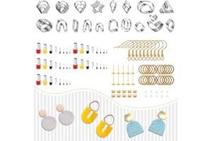 Johotone Polymer Clay Cutter Stainless Steel Clay Earring Mold with Earrings Accessories for Baking DIY Ceramics Craft Handmade Polymer Clay Jewelry 126 Pcs
