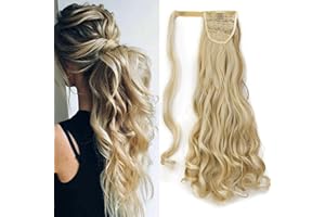 Gairyan Extensiones Cola de Caballo Trenza Coleta Extensiones de Clip de Pelo Cola de Caballo Extension Coleta Postiza Sintético Ponytail Hair Rizado Liso Largo 24" - Blanqueador rubia & Rubio arenoso