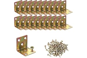 ABSOK 20 soportes de esquina resistentes en forma de L 30x30x30 mm, soporte en L de ángulo recto de unión de 90 grados para muebles, estantes de gabinetes de madera, el paquete incluye tornillos
