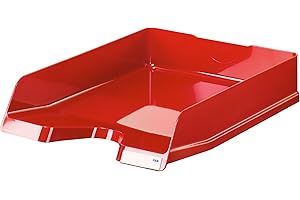 ‎HANLESI HAN Briefablage VIVA, 5 STÜCK, stilvolle elegante Design-Briefablage in Premium-Qualität. DINA4/C4, mit Beschriftungsclips, 10275-17, rot