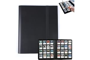 12 Pocket Trading Card Binder, 480 Capacity Album with Side Loading Pockets | Card album with elastic strap protects collectible cards with secure storage for sports cards and trading games