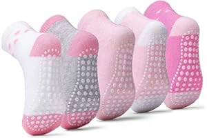 KOWAYI Chaussettes Antidérapantes Enfants Garçon Fille Bébé Basses Hautes Coton Socquettes Lot de 5