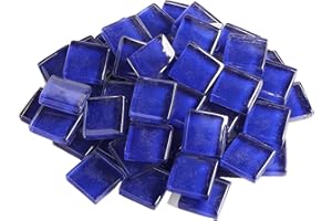 ANKTILY Glasmosaikfliesen Mosaiksteine 200g, Bulk-Quadrat Glassteine Glasfliesen, Glasstücke für Basteln, Haus Deko,1,5 x 1,5 cm(Königsblau)
