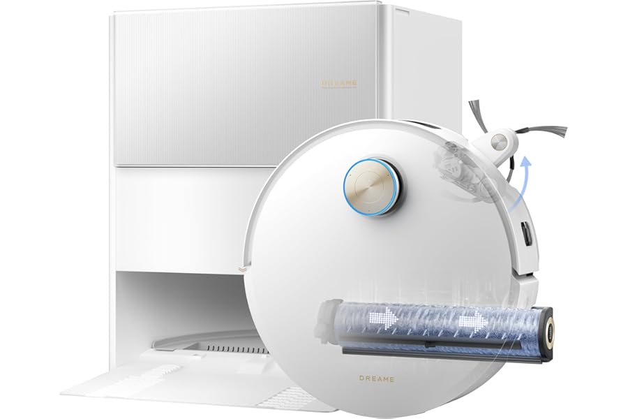 DREAME Aqua10 Ultra Roller Complete Robot Vacuum Cleaner, Self-cleaning Roller, Overcomes 8 cm Obstacles, Self-Emptying, Suction 30,000 Pa, Avoids Over 240 Objects, Intelligent Voice Control