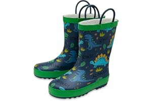 NorthSole Kids Wellies Boys & Girls Childrens Rubber Wellington Boots With Easy Pull On Handles Fleece Lined
