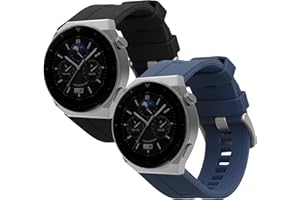 kwmobile pasek kompatybilny z Huawei Watch GT (46 mm) - 2 x silikonowy zamiennik paska do Fitness Tracker - czarny-ciemnoniebieski