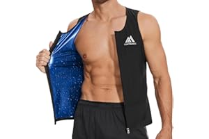 flintronic Camiseta Sauna Hombre, Chaleco Sauna Hombre con Cremallera, Fajas Reductoras Adelgazantes Hombres, Camiseta Adelgazante Hombre Sauna Body Shaper Chaleco