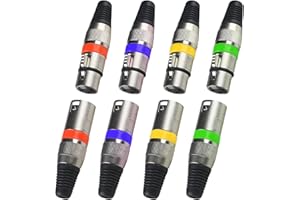 wecan 3 Pin XLR Connector, XLR Cable Connector Male and Female for DMX Signal Wire or Audio Mixer Microphone Connector (Metal Shell 4 Sets Color)