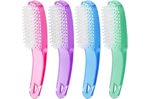 4 Pcs Nail Cleaning Brushes, Larbois Plastic Handle Scrubbing Brush Fingernail Brush with Soft Bristles Nail Manicure Dust Brush for Hand Toes Nail Home Garden Salon use-Color 3