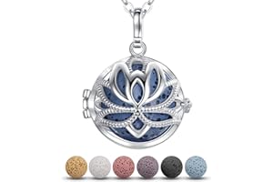 INFUSEU Collier pour Femmes Huile Essentielle Diffuseur Collier Aromathérapie Bijoux Parfum Médaillon Cage Cadeau pour Femmes