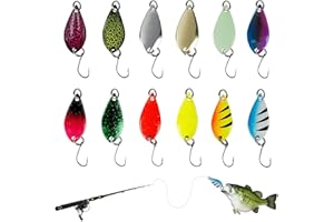 LURICO Trout-Spoon Forellen, 12 Stück Spoons Forelle Set, Spinner Blinker Set 2.5g, Forellenlöffel Set für Hecht, Zander, Barsch, Forelle, mit Aufbewahrungsbox