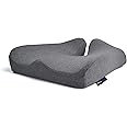 Plush Memory Foam Seat Cushion, High Density Pillow for Office Chair, Strategic Rear Cutout Gives You Pain Relief by Pressure Reduction. Perfect for Hemorrhoids, Tailbone, Coccyx, Sciatica - Grey