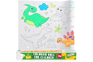 Festicy Papier à Dessin Autocollant 3m I Carnet à colorier pour enfants, 3 mètres à dérouler, à colorier et à coller I Rouleau à colorier pour enfants I Poster à colorier (Édition Dinosaure)