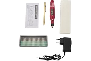 Bzocio Electric Mini-Gravierstift DIY Gravur Werkzeugset für Metall Glas Keramik Kunststoff Holzschmuck mit Gravur Halter 30 und 8 Schablonen (Europpischer Stecker)