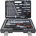 Pamatio 216-Piece 1/4"&1/2"&3/8" Drive Socket Set with Bits, Quick Release Ratchet Wrench Set - CR-V Socket Spanner Tool Set for Household DIY, Car Repair