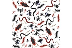 Wonsta Halloween Plastic Bugs 100Pcs Halloween Realistic Bugs Spooky Black Plastic Spiders for Party Decorations and Insects Scary Joke Trick Decorations