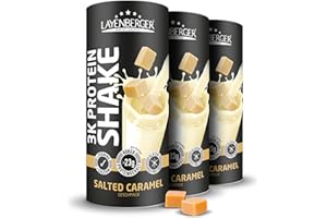 ‎LAYENBERGER Layenberger 3K Protein Shake - 77% Eiweiß und nur 5,7% Kohlenhydrate bei 11,5 g Zucker, (3x 360 g) - Salted Caramel