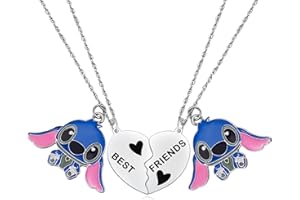 ZEPHYRHOME Collier Stitch，Collier Stitch Fille，collier d'amitié pour 2，Bijoux Stitch, Stitch Collier Enfant，Collier D'amitié Stitch Pendentif Cadeau Cadeau pour Fille Garçon Cadeaux D'anniversaire et de Noël
