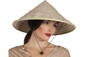 Boland 95453 - kapelusz orientalny, chiński kapelusz, hodowca ryżu, ze słomy, karnawał, kostium, impreza tematyczna, beżowy