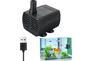 VONSERA Mini Pompe a eau (200L/H Réglable, 1-3W) Ultra Silencieuse Pompe Aquarium avec 1,5 m USB-câble, Pompe Fontaine a eau chat pour Aquarium, Hydroponique, Étang Fontaine