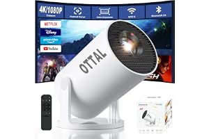 New Upgraded HY300 Pro+ Mini Projector with WiFi and Bluetooth Built in Apps, Smart Portable Projector with 180° Rotation, Auto Keystone, Support 4K, Compatible with HDMI/USB/TV Stick/phone/Laptop