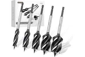 AMTOVL Foret à Bois Hélicoïdal 5PCS Forets à Chanfreiner Matériau 45 Acier Carbone Mèche à Bois 15mm/20mm/25mm/30mm/35mm pour Perçage de Torsion pour le Bois