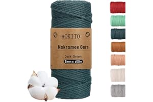 YESLUSY Cordón de Macramé, 3 mm x 100 m Hilo Macramé de Algodón Premium para Manualidades, Plantas Colgantes, Decoración Bohemia, Cestas Colgantes, Colgadores de Plantas