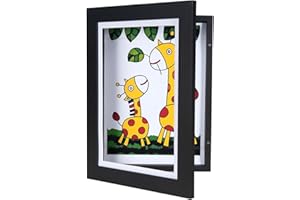 SCHOLARTREE Scholar Tree Kinder-Kunstrahmen, Bilderrahmen für Kinder, A4, Kinder-Kunstwerk, Holzrahmen für mehr als 50 Bilder, zum Präsentieren oder Aufhängen Ihrer Kinder-Kunstwerke (schwarz, 1 Stück)
