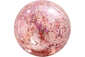 GEKLOK Pallone da Spiaggia Gonfiabile, Palla da Spiaggia Glitterata Galleggiante, Palline da Spiaggia gonfiabili Trasparenti con Paillettes Arcobaleno e coriandoli (Oro Rosa)