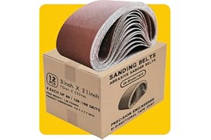 TPMAX 75mm x 533mm 75mmx533mm Sanding Belt Assorted Pack,12 Pcs(4 Each of 80 120 150 Grits) Aluminum Oxide for Sander