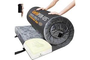 WDBBYL Memory Foam Camping Mattress With Waterproof Velvet Cover,Travel Car Camping,Portable Roll Up Mats,Twin/Single/Cot Size | Indoor Floor Mats, Guest Bed Pads with Carry Bag Removable Cover