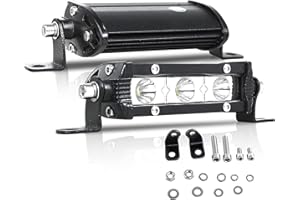AUXTINGS 2 X 10 cm 4 pouces 15W Ultra Slim Rangée unique LED Barre de lumière Faisceau de point avec support de montage Pour tout-terrain Ranger ATV UTV SUV