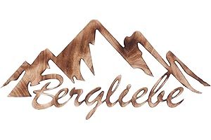 Bergliebe Schriftzug Holz geflammt | Wandbild | Berge | Wanddekoration | Bergdeko | 56 x 27 cm Pohmer Design