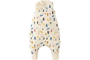 Duomiaomiao Śpiwór z nogawkami, całoroczny, 100% bawełna, śpiwór dla niemowląt, 1,5 tog, śpiwór z nogami, dla chłopców i dziewczynek