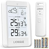 LIORQUE Weather Stations with Outdoor Sensor Wireless Indoor Outdoor Thermometer Hygrometer, Temperature and Humidity Monitor