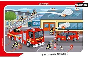 Nathan - Puzzle enfants - Cadre 15 pièces - Les pompiers - Fille ou garçon dès 3 ans - Puzzle de qualité supérieure - Carton épais et résistant - Quotidien et Travail - 86138