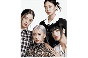 TuYines Kpop Blackpink Paint by Numbers, Kit de peinture à l'huile peinte à la main, produit pour fans de BlackPink Blackpink, sans cadre, 40 x 50 cm
