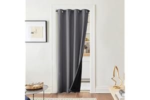 ‎PONY DANCE PONY DANCE Türvorhang Thermo Hitzeschutz Doppellagige und Dicke Verdunklungsvorhänge Grau 1 Stück H 220 x B 140 cm Ösenvorhang Blickdicht Schlafzimmer Gardinen Wärmeisolierend