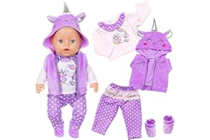CARREUTY Ubranie dla lalek, kucyk, ubranko dla lalek, 36-45 cm, z kapturem, długie rękawy, koronkowe spodnie, buty, ubranka dla lalek, 36-45 cm, zestaw ubrań dla lalek, dla dziewcząt, prezent urodzinowy