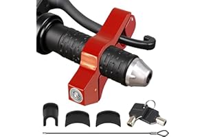 YIMETOP 1 x wytrzymały zamek motocyklowy, ochrona przed kradzieżą, regulowany zamek kierownicy roweru do motorowerów, motocykli, skuterów, pojazdów terenowych, rowerów dirtbike (kolor czerwony)